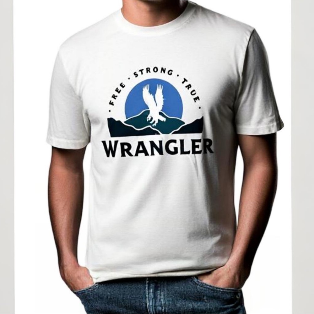 Wrangler Free Strong True Graphic Tee (Men’s Small) White Logo T-Shirt